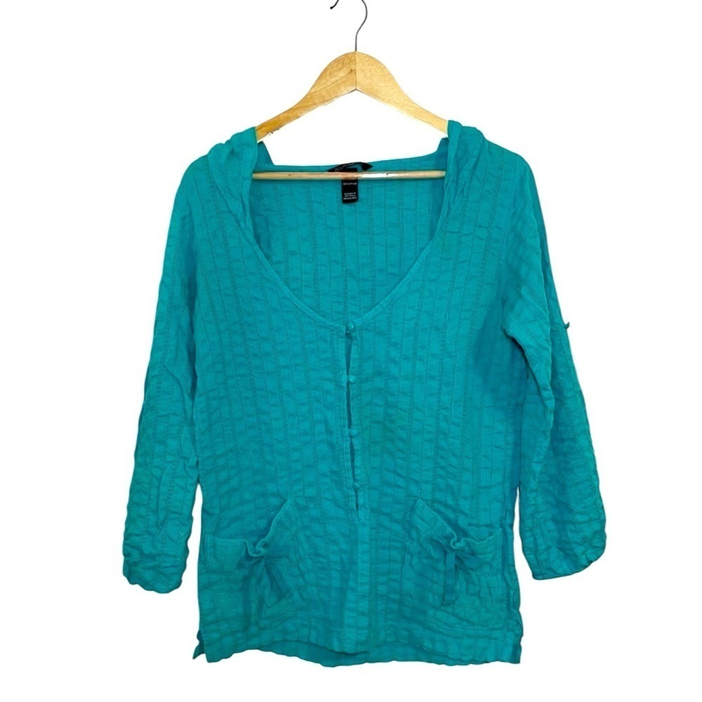 Billabong Aqua Cotton Cover-Up, hooded shirt, 10